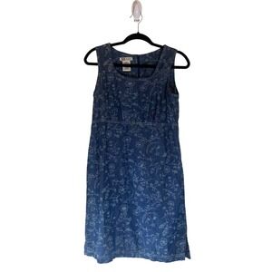 Vintage Faded Glory Women's Blue‎ Floral Denim Sleeveless Dress Small